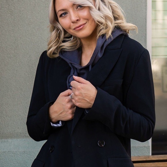 Solid Woven Blazer Jacket - Picture 1 of 5